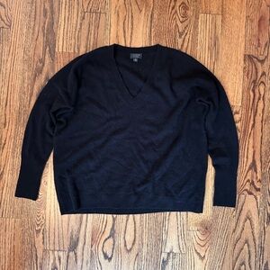 J Crew Black Cashmere V-Neck Sweater